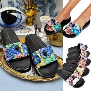🆕 KURT GEIGER LONDON 🧿 NWOB Meena Eagle Black Floral Print Slides, Sz 40 US 9